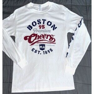 Cheers Boston T-Shirt Men's Small Long Sleeve White NEW WITH TAGS